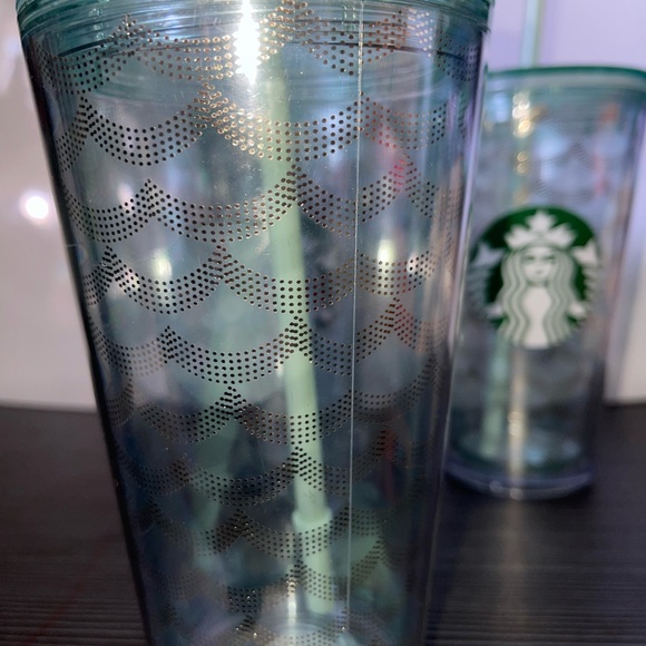 New!!! Starbucks Iridescent mermaid scale clear acrylic tumblers, 3 cups - Picture 5 of 16